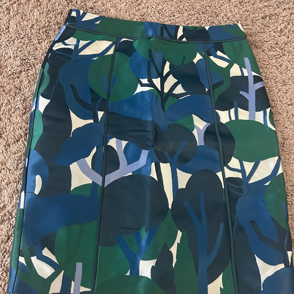 Ann Taylor Green Blue Pleated Pencil Skirt